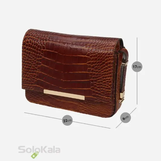 کیف رودوشی زنانه چرم طبیعی مدل SL5441 ابعاد