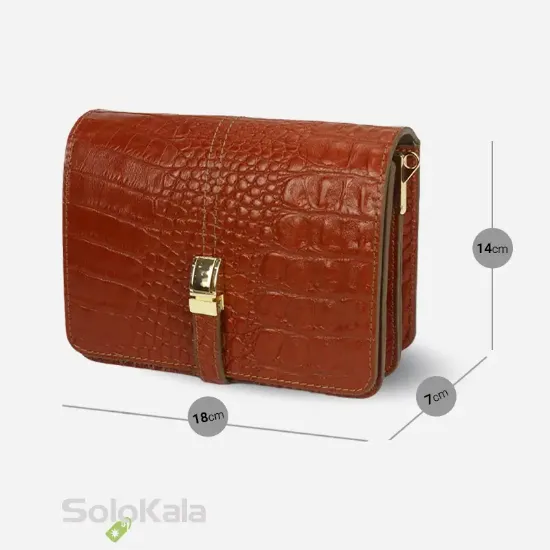 کیف رودوشی زنانه چرم طبیعی مدل SL9493 ابعاد