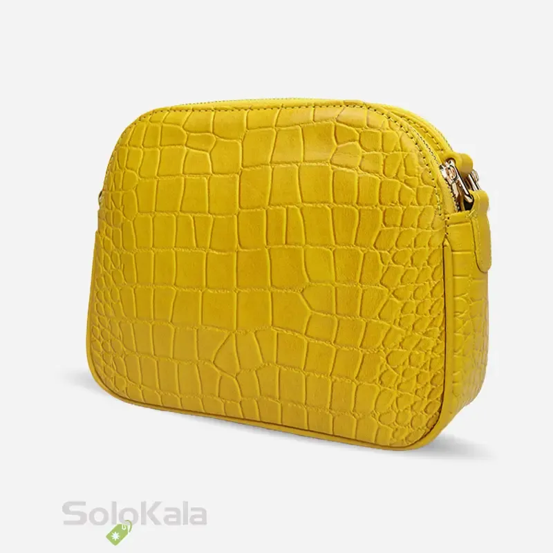 کیف رودوشی زنانه چرم طبیعی مدل SL7390 زرد