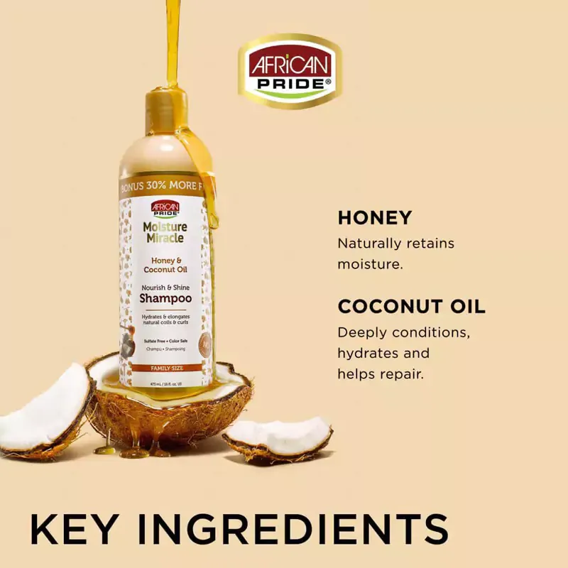 شامپو افریکن پراید مدل Miracle Honey & Coconut Oil ترکیبات اصلی