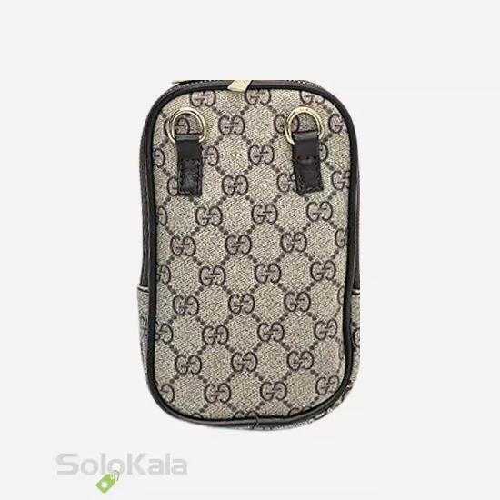 کیف موبایل طرح Gucci کرم مشکی