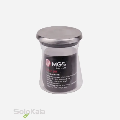 جا حبوبات شیشه‌ای MGS با درب استیل گنجایش 600cc