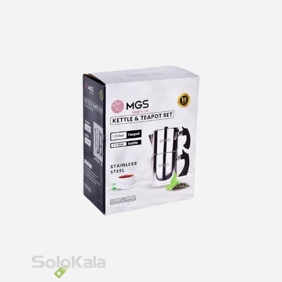 ست کتری و قوری استیل 1.7 ليتری MGS با دسته باکاليت مدل K41026 - جعبه محصول