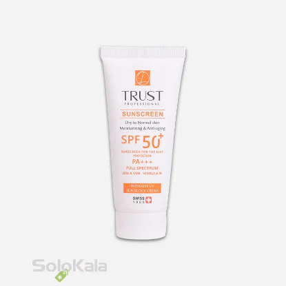 کرم ضد آفتاب و ضد پیری بی رنگ تراست مناسب پوست خشک تا نرمال