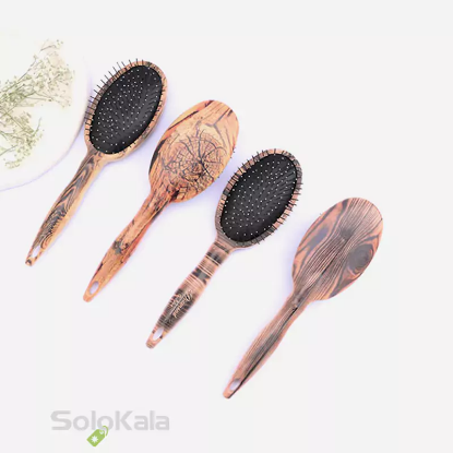 برس مو دسته گرد بیضی طرح چوب سوزن فلزی گلدن دیاموند