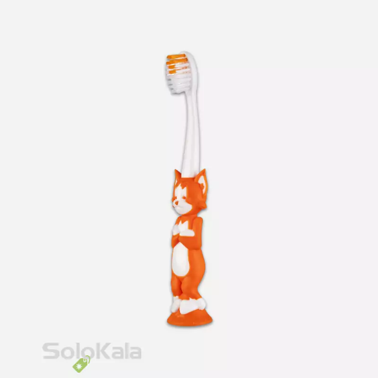 مسواک کودک هایدنت طرح گربه قاب دار کد 951 با برس نرم - نارنجی
