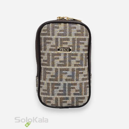 کیف موبایل کرم قهوه ای طرح FENDI