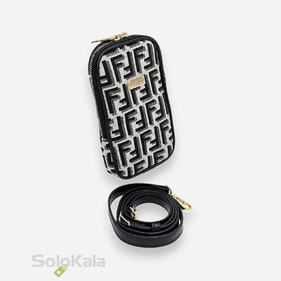 کیف موبایل طوسی مشکی طرح FENDI زاویه کنار