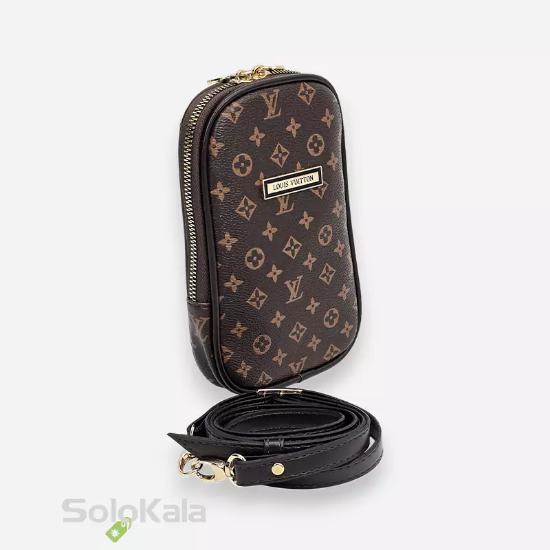 کیف موبایل قهوه ای طرح Louis vuitton-نمای کنار