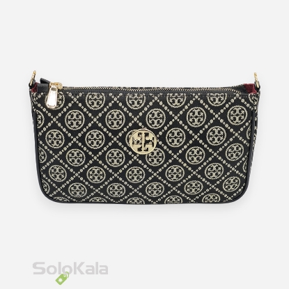 کیف زنانه قایقی مشکی طلایی طرح Tory Burch