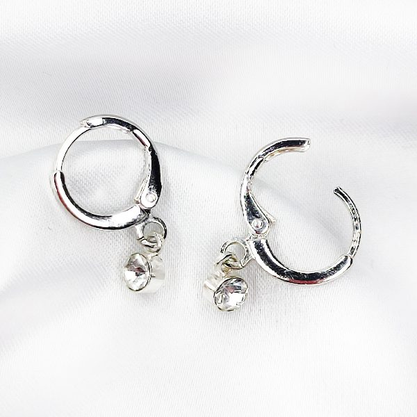 گوشواره حلقه ای سیلور با آویز نگین کد 5166