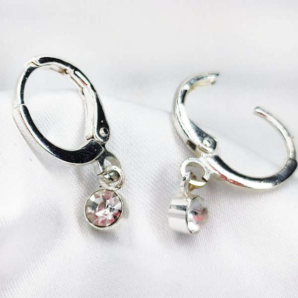 گوشواره حلقه ای سیلور با آویز نگین کد 5166