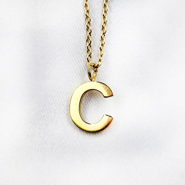 گردنبند اسپرت طلایی با پلاک آویز C کد 5174
