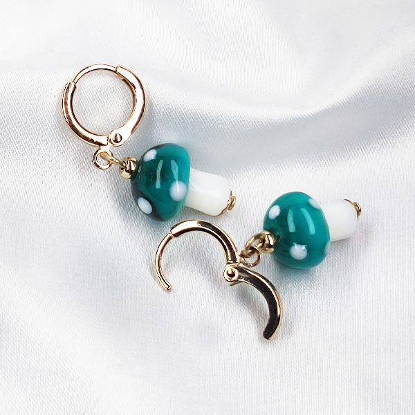 گوشواره آویز قارچ سبز کد 5199