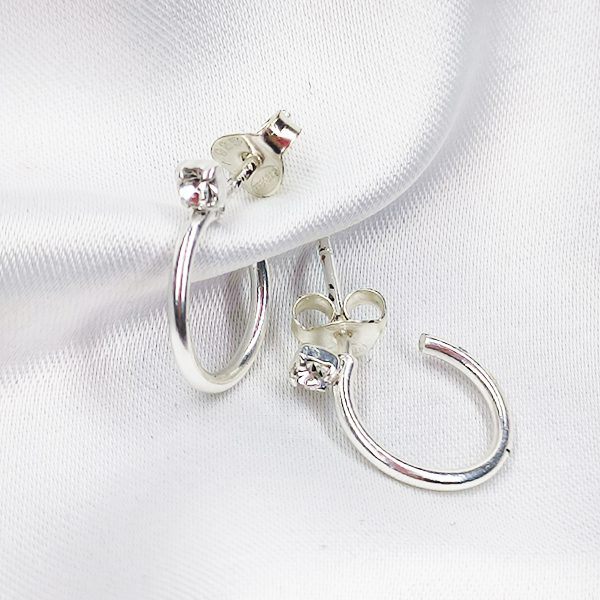 گوشواره حلقه ای نقره نگین دار کد 5200