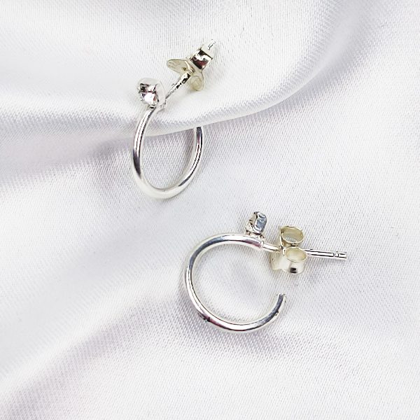 گوشواره حلقه ای نقره نگین دار کد 5200
