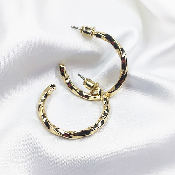 گوشواره حلقه ای طلایی مارپیچ کد 5206