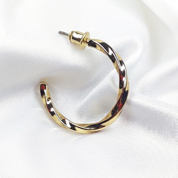 گوشواره حلقه ای طلایی مارپیچ کد 5206