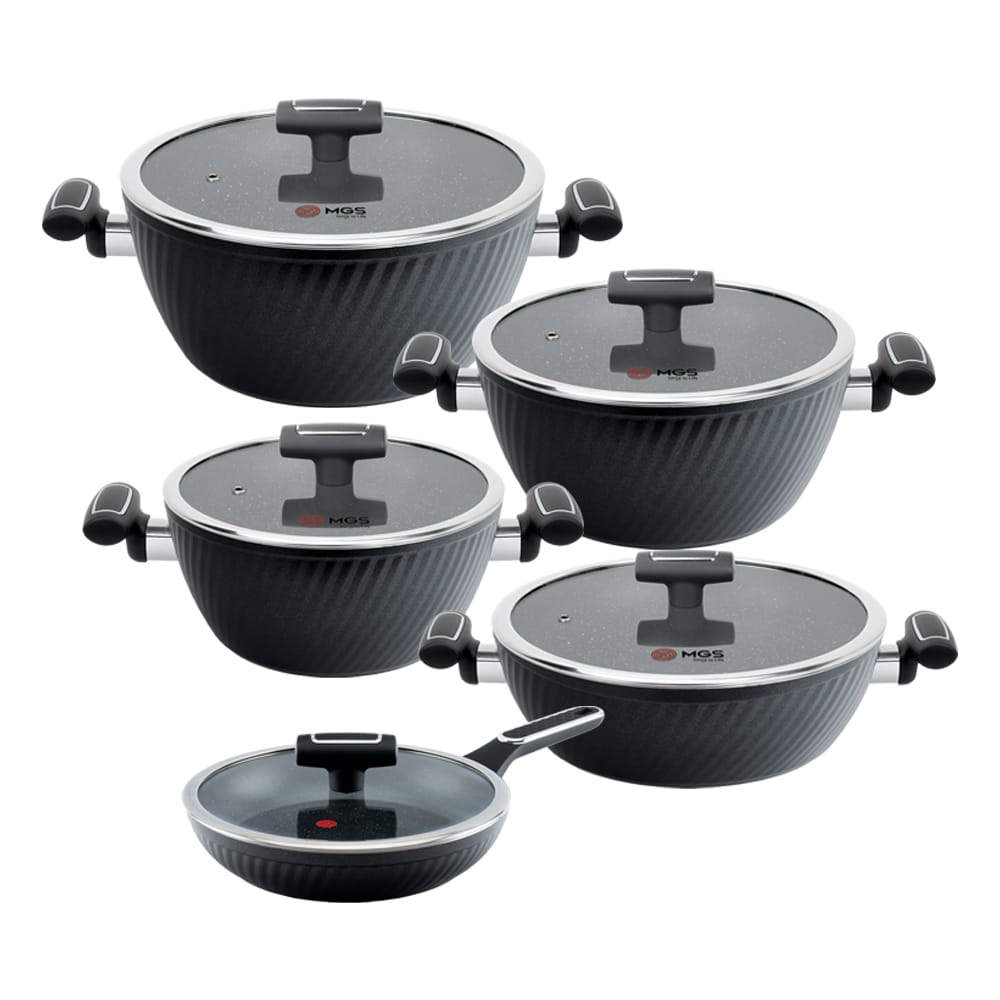 سرویس قابلمه 10 پارچه طرح فورج کد FR07 - مشکی